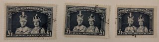 3 X Australia Stamps £1 1938 King Queen