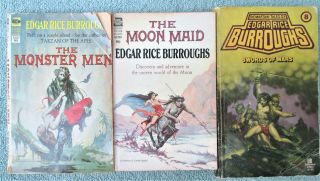 3 Edgar Rice Burroughs Vintage Pbs Monster Men Moon Maid Swords Of Mars