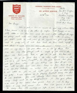 1941 Ww2 Letter 2nd Nzef Middle East Forces Church Army Open To All Stationary