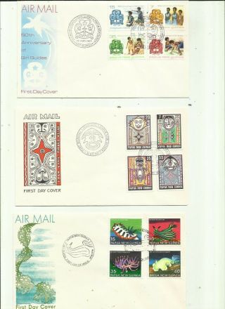 Papua & Guinea.  1977 - 1978.  7 X First Day Covers.
