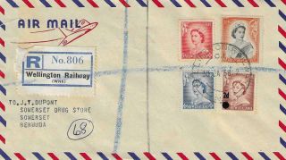 Registered Envelope From Wellington Railway Zealand 1958