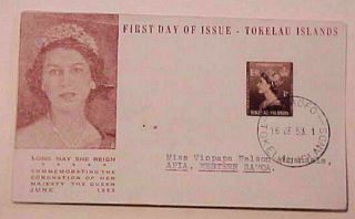 Tokelau Islands Fakaofo Fdc 1953 Queen Elizabeth Ii Cachet Addressed