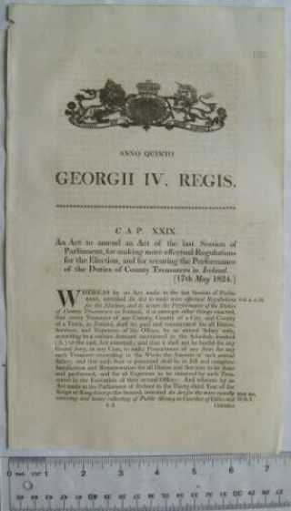 1824 Act Of Parliament: Election,  Duties Of County Treasurers,  Ireland