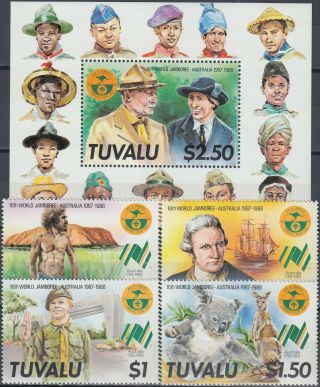 Tuvalu Set & S/s 16th World Scout Jamboree Australia 1987 Mnh - 12,  50 Euro