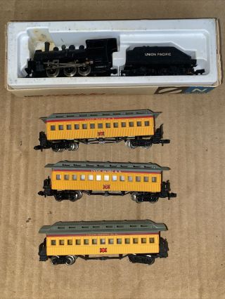 N Scale Arnold Union Pacific Up Old Timer Wild West Passenger Coach Set Nos
