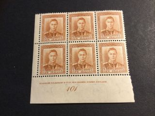 Zealand 1941 1/2d Imprint Block Of 6 One Stamp Mounte Rest Mnh