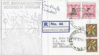 Registered Envelope From Campbell Island 1965 Zealand