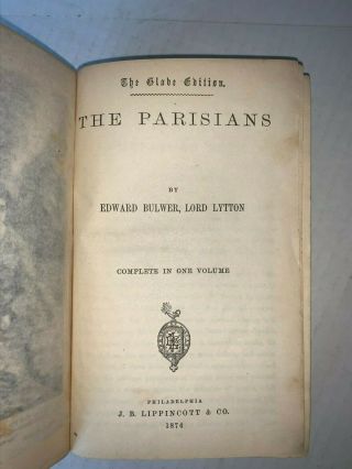 The Parisians By Edward Bulwer,  Lord Lytton - 1874