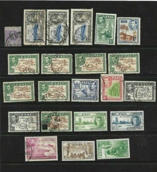 Fiji 1930 - 52 King George V & Vi Selection Of Mixed And Fine 22 Stamps