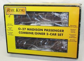 Mth Rail King Pennsylvania Madison Combine/diner 2 - Car Set 30 - 6204 Illuminated O