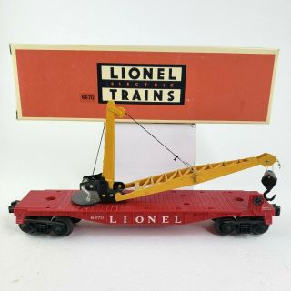 Lionel 6670 Flatcar Boom Derrick With Crane O/o27 Gauge Scale