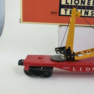 LIONEL 6670 Flatcar Boom Derrick with Crane O/O27 Gauge Scale 2