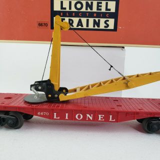 LIONEL 6670 Flatcar Boom Derrick with Crane O/O27 Gauge Scale 3