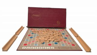 Scrabble Crossword Board Game Vintage 1953 Selchow Righter Wooden Tiles Toys