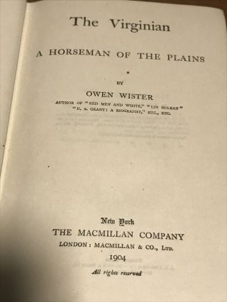 The Virginian Vintage Western Hb By Owen Wister 1904 Edition 2