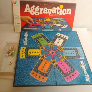 Vintage Aggravation Board Game Complete 1989 Milton Bradley Marble Race Game