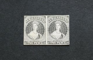 Zealand - Very Scarce Qv Chalon 2d Plate Proof Imperf Pair Rr