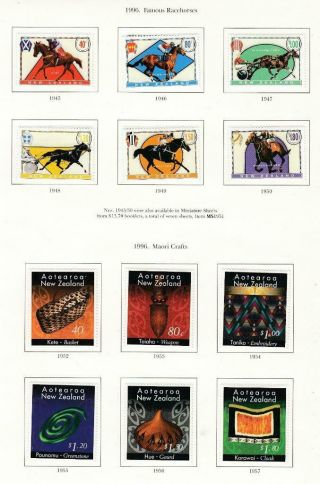 Zealand 1322 - 1327,  1329 - 1334 Vf - Mh 1996 Racehorses /maori Crafts Stamps