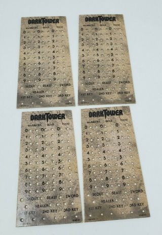 Vintage 1981 Dark Tower Board Game Cardboard Score Cards Charts Replacement Part