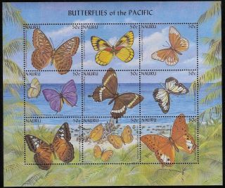Nauru 2002 Butterflies Of The Pacific,  Sheet Of 9 Stamps,  Sc 497 - Pw55