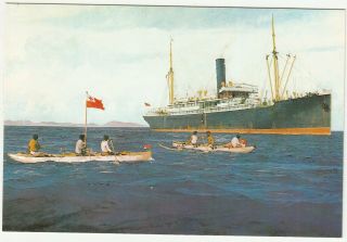 Tonga: Ship Postcard,  Collecting The Mail From Niuafo 