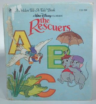 Vintage Walt Disney The Rescuers Abc Golden Tell - A - Tale Book 1977