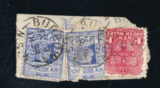Australia Nsw " Burrowa N.  S.  W.  1898 " Postmark On 3 Nsw Stamps (on Paper)