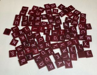 98 Red Wood Scrabble Tiles Letters Replacement Crafts With Bag