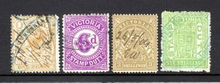 Victoria Stamp Duty Good To Fine X 4 Stamps To 6/ - Value Not Cat By Me
