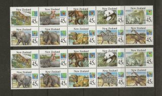 Zealand - Two 1994 Mnh Wild Animals In Block Of 10 - Sg 1820 - 1829 - D1