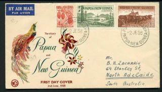 Png 1958 Definitives To 1/7 (3) - Wcs Fdc