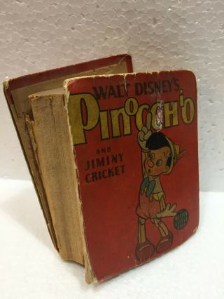Walt Disney Pinocchio Big Little Book 1940 Jiminy Cricket 1 1/2 Inch Thick