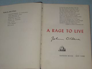 1949 BOOK A RAGE TO LIVE BY JOHN O ' HARA 3