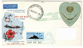 Old Pacific Islands First Airmail Silver Anniversary Fiji To Tonga 1 Cover