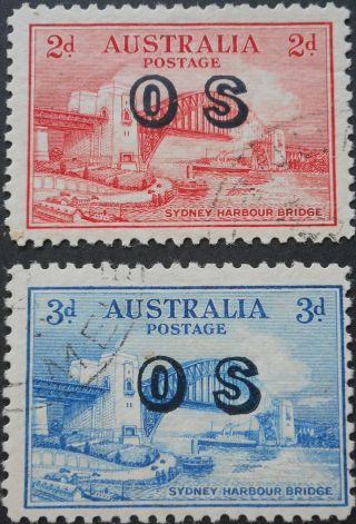Australia 1932 2d & 3d Sydney Bridge Os Sg O134/135 Cto