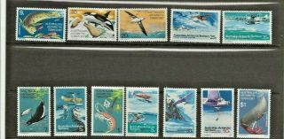 Australian Antarctic Territory 1973 Definitives Mnh Set Wildlife/aviation