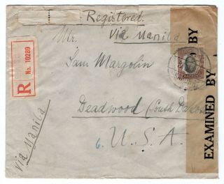 China 1941 Registered Airmail Cover To Usa - Via Manila - Canada Censor - Lot R