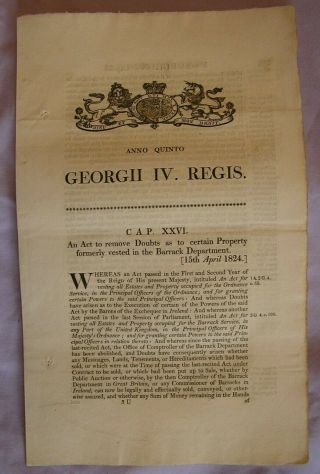 1824 Act Of Parliament: Courts Of Great Sessions Wales