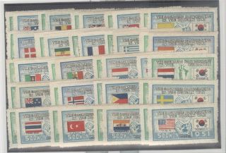 Korea 1951 - 52 Un Bird Flag Statue Of Liberty Nh Complete Set Of 44 Stamps