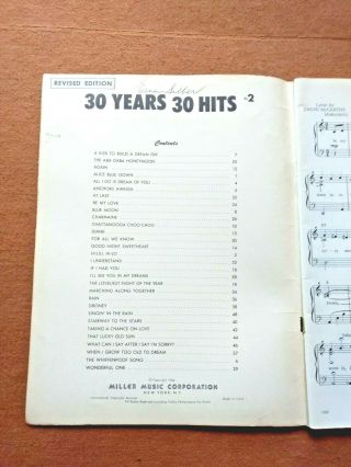 30 YEARS 30 HITS VOCAL AND PIANO EDITION WITH Guitar CHORDS NO.  2 L@@K 2
