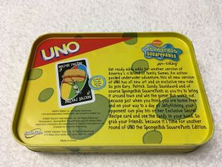 Spongebob Squarepants UNO Card Game - Special Edition Deluxe Collectors Tin 2003 3
