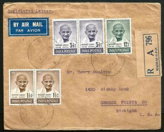 India 1948 Gandhi 1 1/2a,  3 1/2a & 12as On 22as Reg 