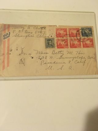 Chinese Old Stamps On Envelope Shanghai To America Registered May 12,  1950 Rare