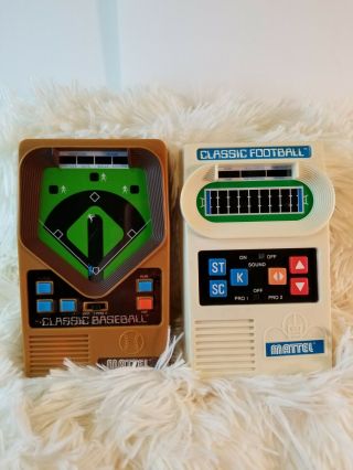 2000 Mattel Classic Football & Baseball Handheld Electronic Games -