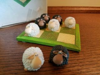 Sheep Tic - Tac - Toe Game 4.  5” Board Home Decor Black White Ireland P.  Chiari