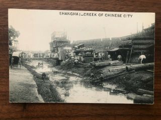 China Old Postcard Creek Of Chinese City Shanghai