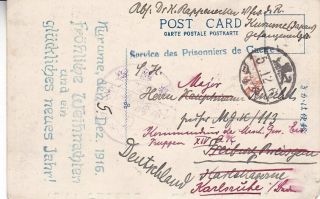 1918 Japan German Prisoner Of War (pow) Sent Post Card To Germany D