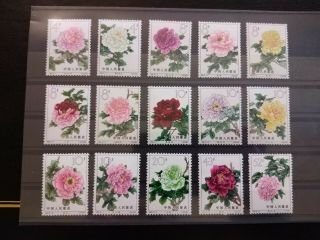 1964 China Prc Rose Flower Flora S61 Mnh Faulty Set On Back (2)