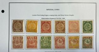 China Imperial 1898 Wmked Chinese Imperial Post Set Of 12.  Vf Mlh Mounted On Page