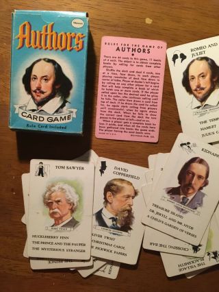 Vintage Whitman Authors Card Game Incomplete W/ Rules Card